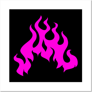 Neon Pink Flames Posters and Art